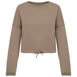 Sweat-shirt écoresponsable à col rond oversize crop femme
