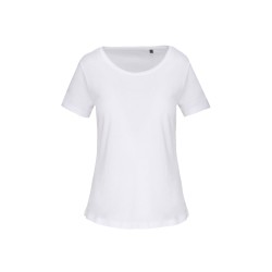 T-shirt Bio col à bords francs manches courtes femme